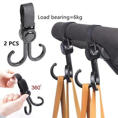 2pcs PU leather baby bag stroller hook pram rotate 360degree rotatable cart organizer pram hook crochet stroller accessories