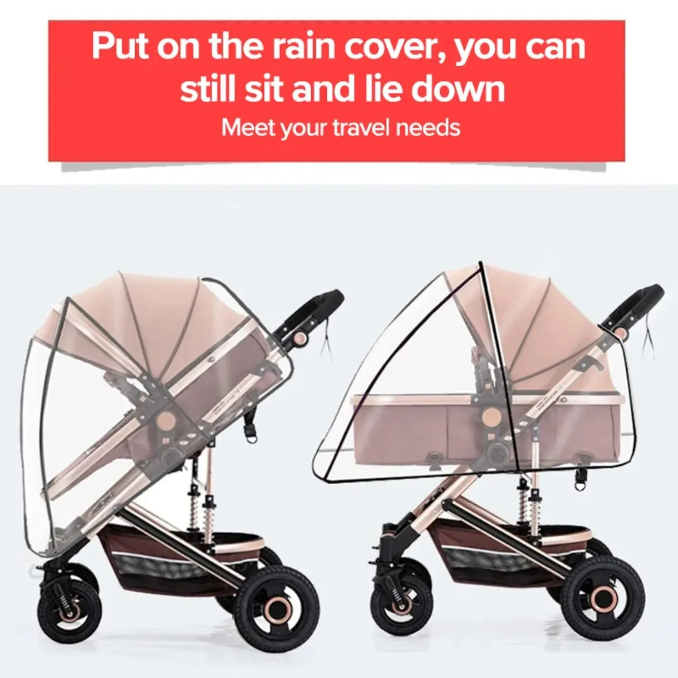 Universal Waterproof Rain Cover For Prams Pram Accessories Transparent Dust Cover Open Zip Umbrella Rainy Season Waterproof