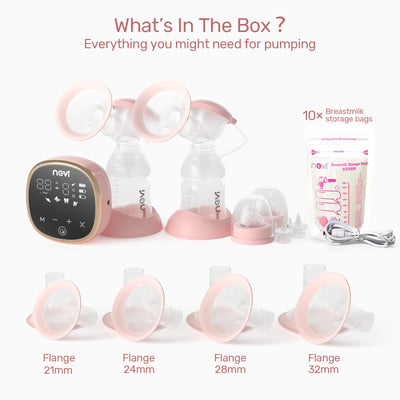 NCVI Double Electric Breast Pumps,Breast Pump Electric with 4 Modes 9 Levels,with 4 Size Flanges & 10pcs Breastmilk Storage Bags