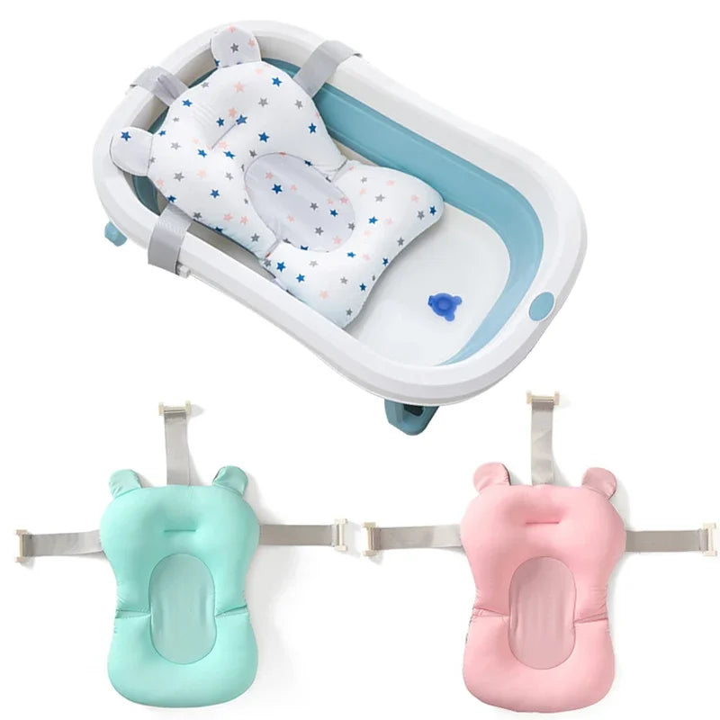 Baby Bath Seat Support Mat Foldable Bath Tub Pad &amp Chair Newborn Bathtub Pillow Infant Anti-Slip Soft Comfort Body Cushion