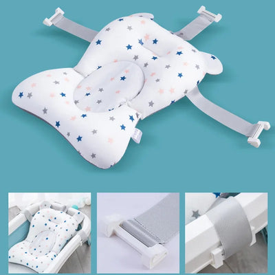 Baby Bath Seat Support Mat Foldable Bath Tub Pad &amp Chair Newborn Bathtub Pillow Infant Anti-Slip Soft Comfort Body Cushion