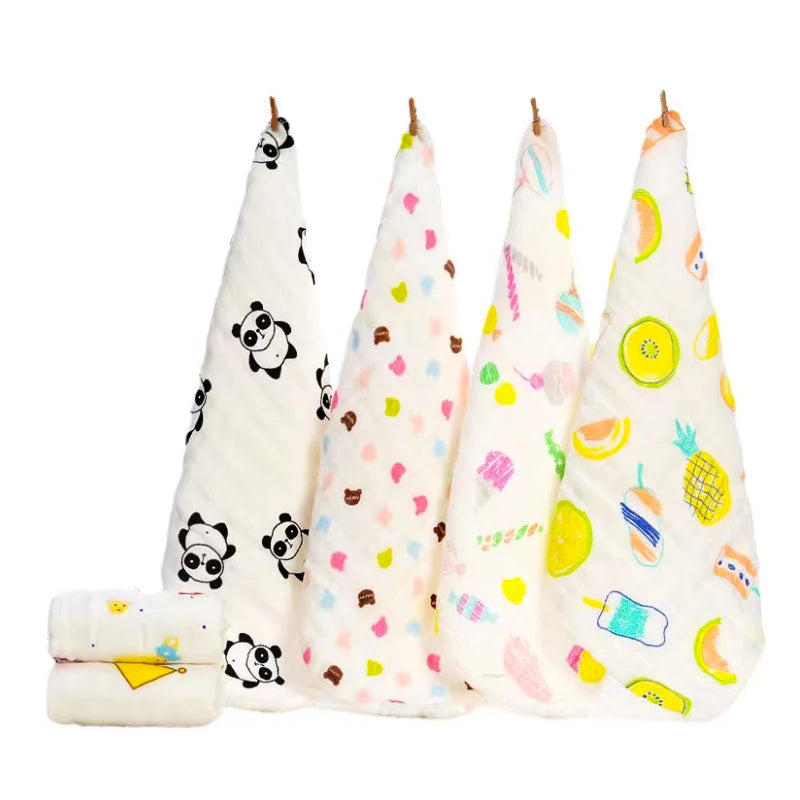 5 PCS Lot Muslin 6 layers Cotton Soft Baby Towels Baby Face Towel Handkerchief Bathing Feeding Face Washcloth Wipe burp cloth