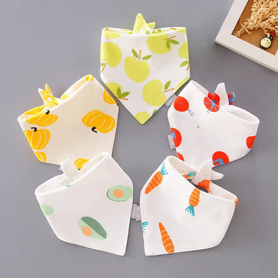 5pcs Baby Saliva Towel Triangle Scarf Pure Cotton Bandana Waterproof Bibs Newborn Boys Girls Absorbent Cloth Bib Saliva Scarf