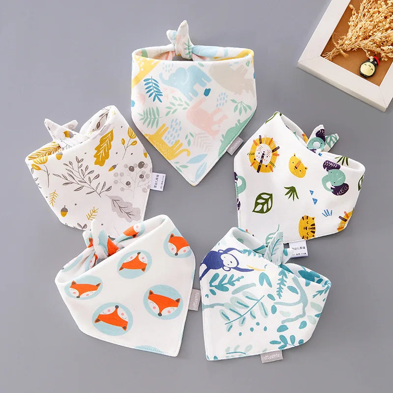 5pcs Baby Saliva Towel Triangle Scarf Pure Cotton Bandana Waterproof Bibs Newborn Boys Girls Absorbent Cloth Bib Saliva Scarf