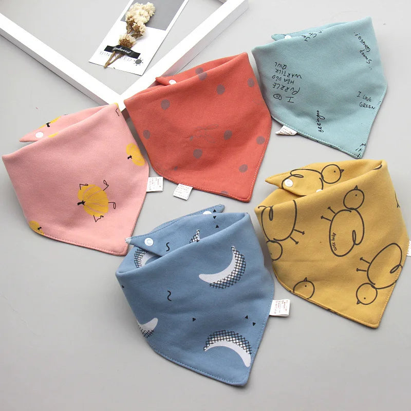 5pcs Baby Saliva Towel Triangle Scarf Pure Cotton Bandana Waterproof Bibs Newborn Boys Girls Absorbent Cloth Bib Saliva Scarf