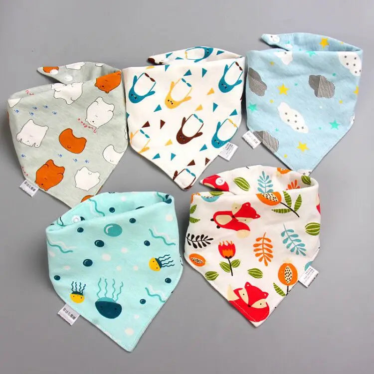 5pcs Baby Saliva Towel Triangle Scarf Pure Cotton Bandana Waterproof Bibs Newborn Boys Girls Absorbent Cloth Bib Saliva Scarf