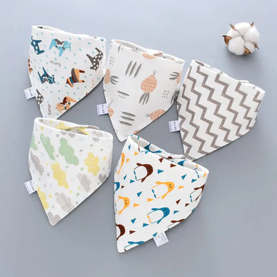 5pcs Baby Saliva Towel Triangle Scarf Pure Cotton Bandana Waterproof Bibs Newborn Boys Girls Absorbent Cloth Bib Saliva Scarf