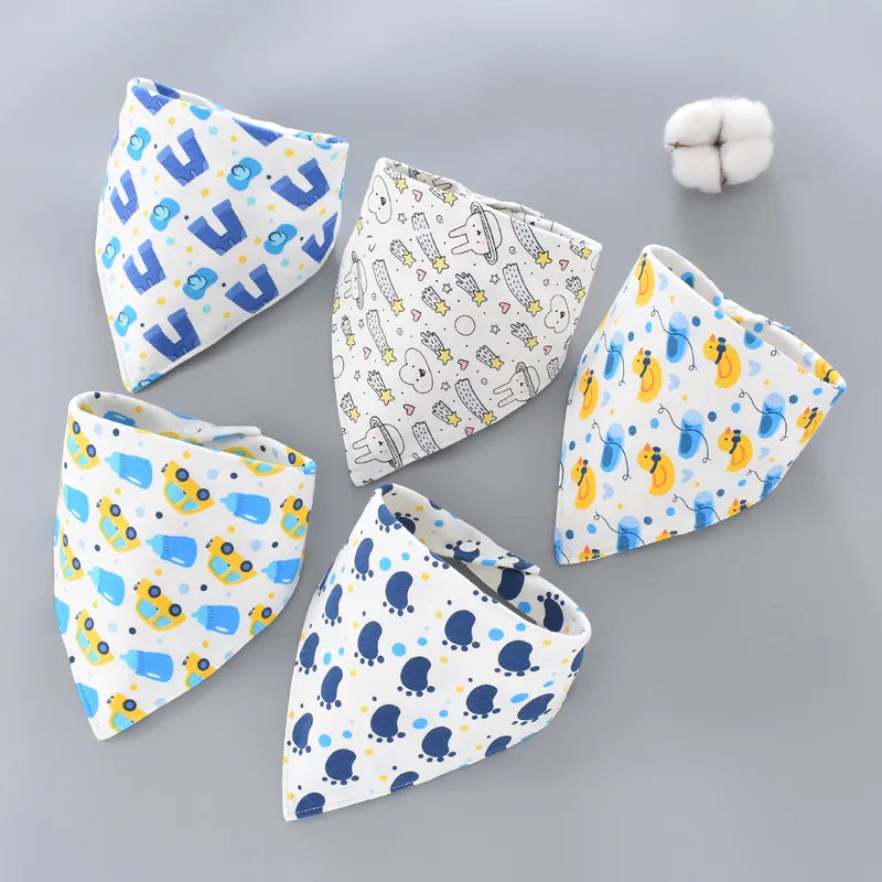 5pcs Baby Saliva Towel Triangle Scarf Pure Cotton Bandana Waterproof Bibs Newborn Boys Girls Absorbent Cloth Bib Saliva Scarf