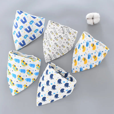 5pcs Baby Saliva Towel Triangle Scarf Pure Cotton Bandana Waterproof Bibs Newborn Boys Girls Absorbent Cloth Bib Saliva Scarf