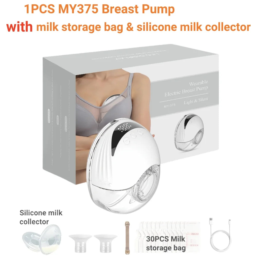 Electric Wearable Breastmilk Pump Handsfree BPA Free Low Noise Powerful Suction 4 Mode&12 Level Shell Shape Wireless Breast Pump