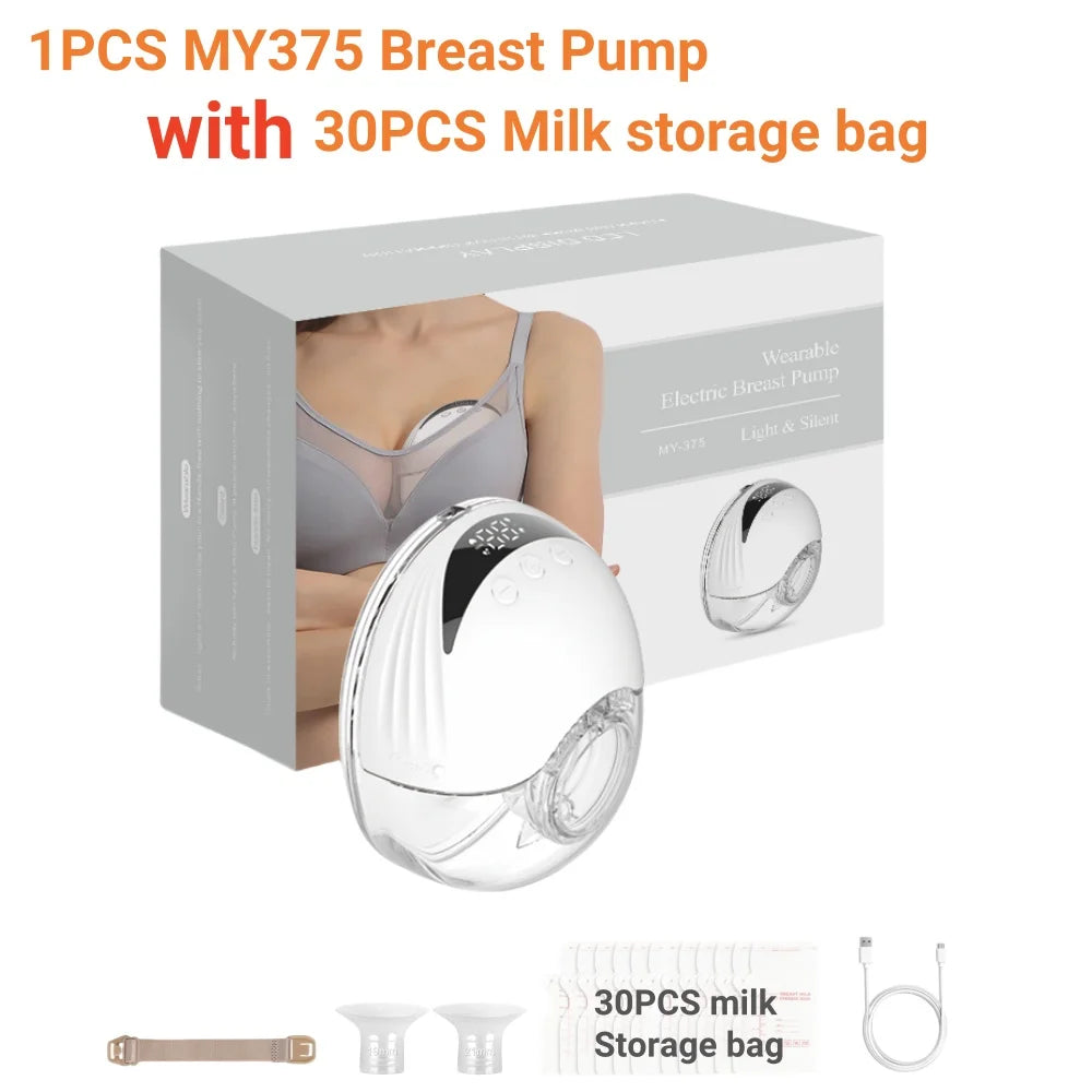 Electric Wearable Breastmilk Pump Handsfree BPA Free Low Noise Powerful Suction 4 Mode&12 Level Shell Shape Wireless Breast Pump