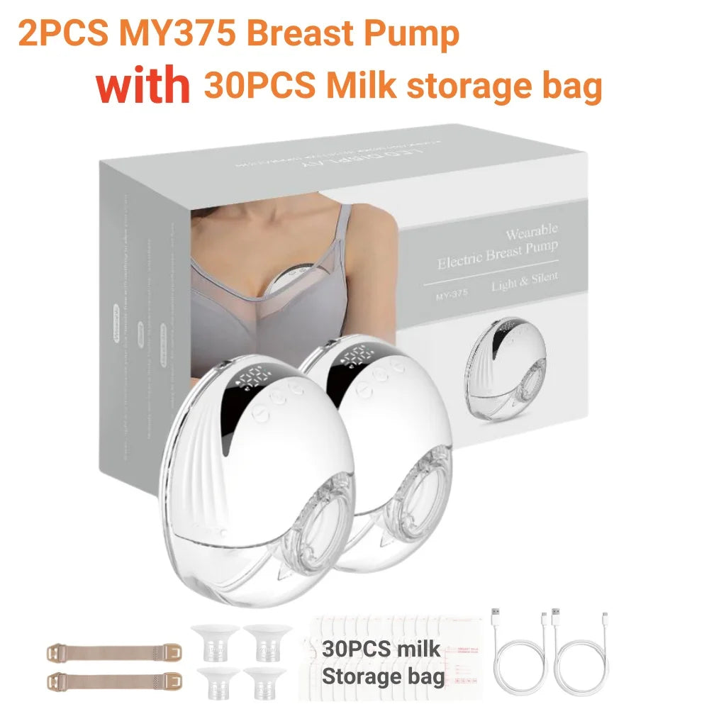 Electric Wearable Breastmilk Pump Handsfree BPA Free Low Noise Powerful Suction 4 Mode&12 Level Shell Shape Wireless Breast Pump