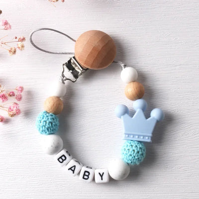 Baby Comfort Pacifier Chain Children's Beech Wood Silicone Non Bisphenol Pacifier Chain Kids Toy Pendant Pacifier Accessories