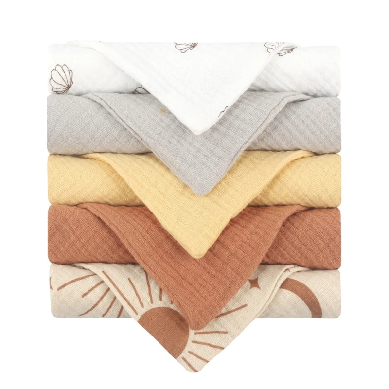 5PCS Soft Absorbent Gauze Cotton Baby Towels Wipe Face Cloths Towel Face Handkerchief Baby Bathing Feeding Washcloth