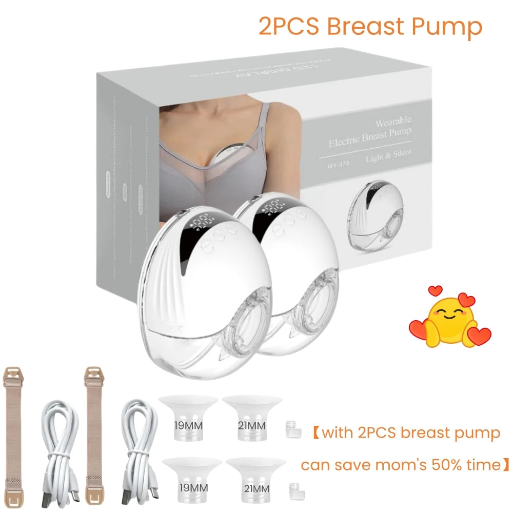 Electric Wearable Breastmilk Pump Handsfree BPA Free Low Noise Powerful Suction 4 Mode&12 Level Shell Shape Wireless Breast Pump